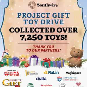 Photo with headline: Project Gift toy drive collected over 7,250 toys