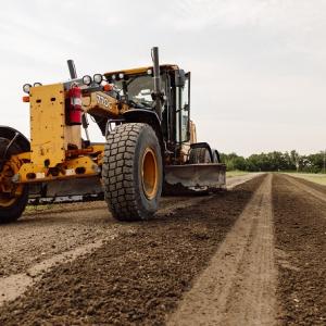 Heavy equipment in a field