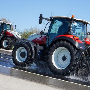Tractors on a driving course. 