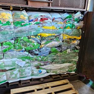 Stacks of recycled plastic