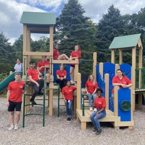 Trumbull Nature and Arts Center nonprofit team on playground