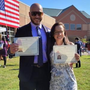 Roman and his sister after their naturalization ceremony to become U.S. citizens.