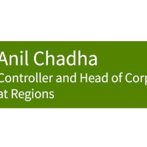 Anil Chadha, Controller and Head of Corporate Finance at Regions headshot