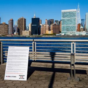 sign explaining plate exhibit for hunger