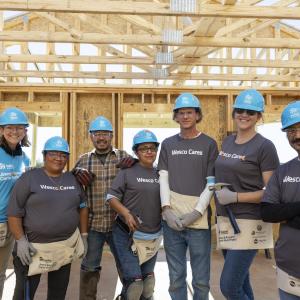 Wesco volunteers working at the Jimmy and Rosalynn Carter worksite.