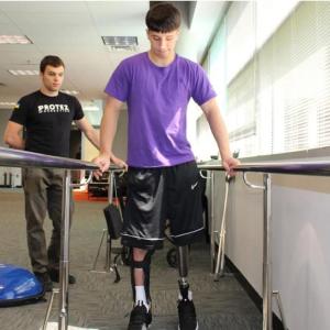 Ukrainians who have lost limbs during the war are given prosthetics and learn rehabilitation exercises at the Protez Foundation. (Olivia Lewis/Direct Relief)