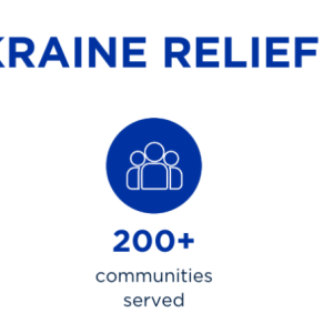 Info graphic "Ukraine Relief Effort" with statistics.