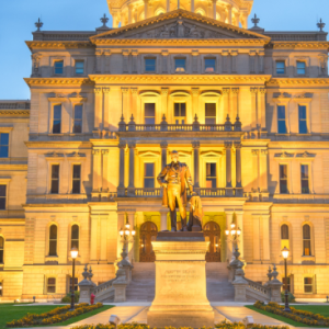 Legislative building at dusk
