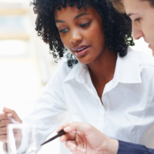 Five professionals collaborating