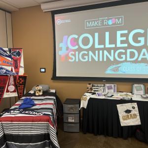 Booth for College Sign in Day shown at the Urban League of Hartford.