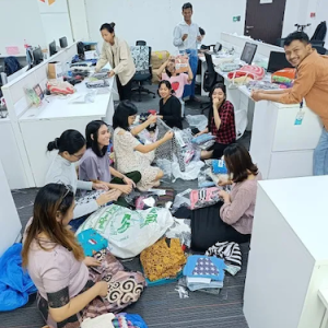 Packing used clothes – Myanmar