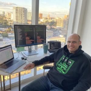 Rafael Brito at computer