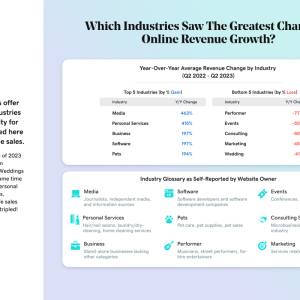 Which industries saw the greatest change to online revenue growth chart.