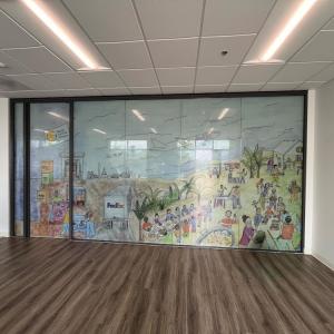 Mural in World Central Kitchen office