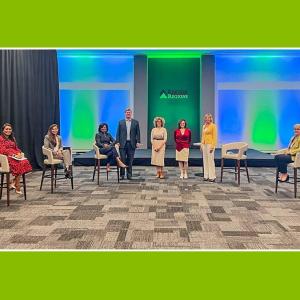 Wide shot of 10 people in a panel