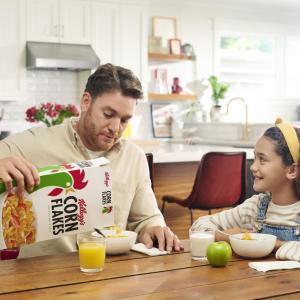 Family eating Corn Flakes 