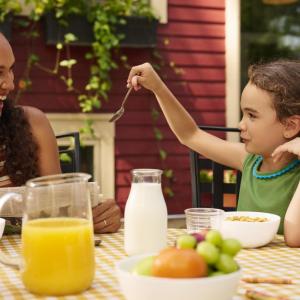 Family eating cereal 