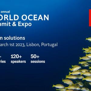 School of fish on infographic for World Ocean Summit and Expo