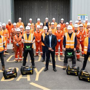 Picture: Zubi Hussain, Wesco Business Development Manager EES UK and new RSE apprentice cohort with their toolkits 