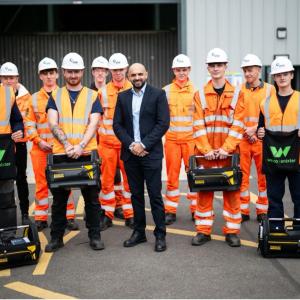 Picture: Zubi Hussain, Wesco Business Development Manager EES UK and new RSE apprentice cohort with their toolkits 