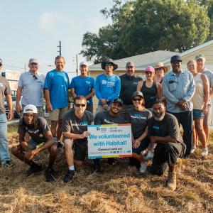 Wesco employees at a Habitat for Humanity build site.