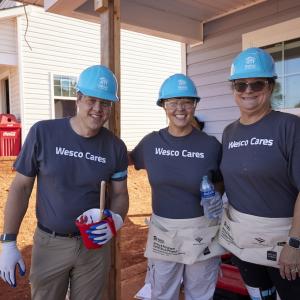Wesco Cares volunteers at the Habitat for Humanity worksite.