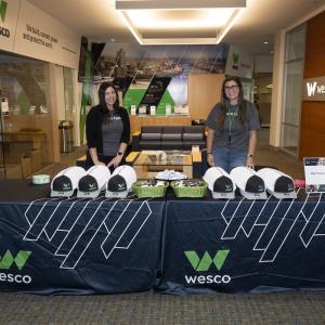 Table set up in Wesco Company headquarters for Day of Caring.