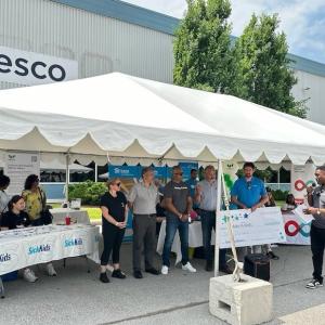 Sick Kids org. tent set up outside of the Wesco facility.
