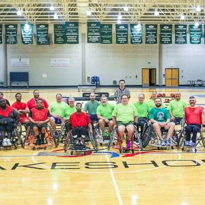 Group photo of wheelchair basketball players