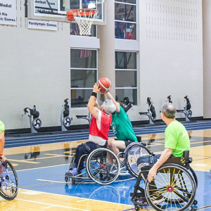 people playing wheelchair basketball