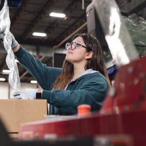 Woman working in a factory