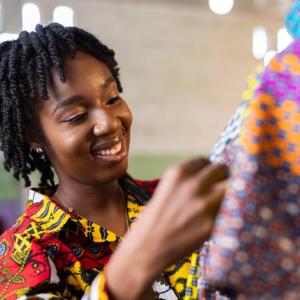 Woman working on garment
