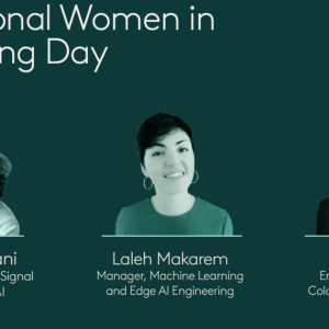 Headshots of Laleh Makarem, Eileen Wu, and Meena Ramani