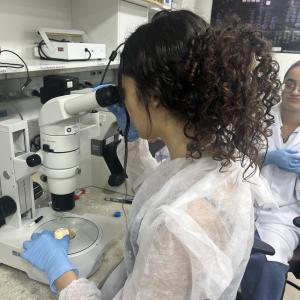 Carolina de Araujo Pereira da Silva working in a lab