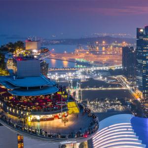 Aerial photo of Marina Bay Sands at night