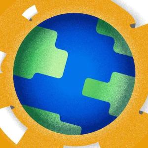 Illustration of the world with paper revolving around it.