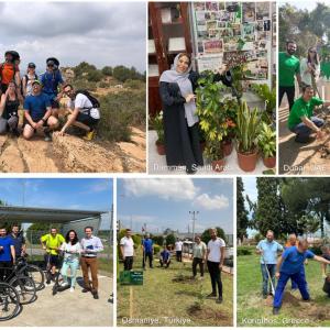 Collage of photos of employees participating in environmental activities 