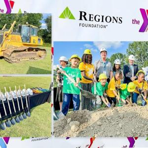 Collage of photo's of The Regions Foundation joining the YMCA of Greater Birmingham to break ground on a development
