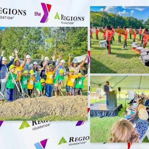 Collage of photo's of The Regions Foundation joining the YMCA of Greater Birmingham to break ground on a development