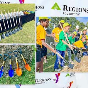 Collage of photo's of The Regions Foundation joining the YMCA of Greater Birmingham to break ground on a development