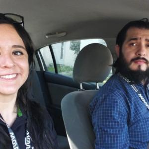 Yuriko Barraza and another carpooling.