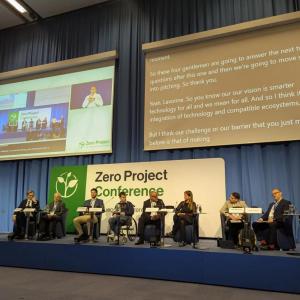 Panel sitting on a stage