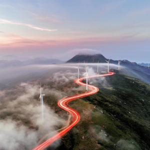 wind turbines on a mountain ridge