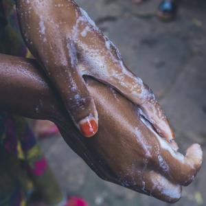 hands covered in soap and water