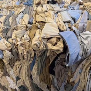 Close up of waste apparel in stacks
