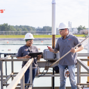 Two workers in hard hats