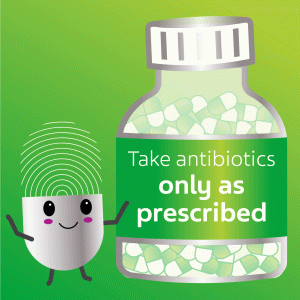 "Take antibiotics only as prescribed) 