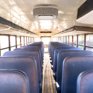 Empty seats on a school bus