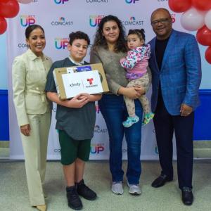 Fani, her son, Yariel, and her daughter with Broderick Johnson , and Christina Kolbjornsen.