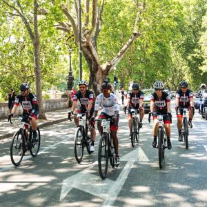 Bike riders in a race.